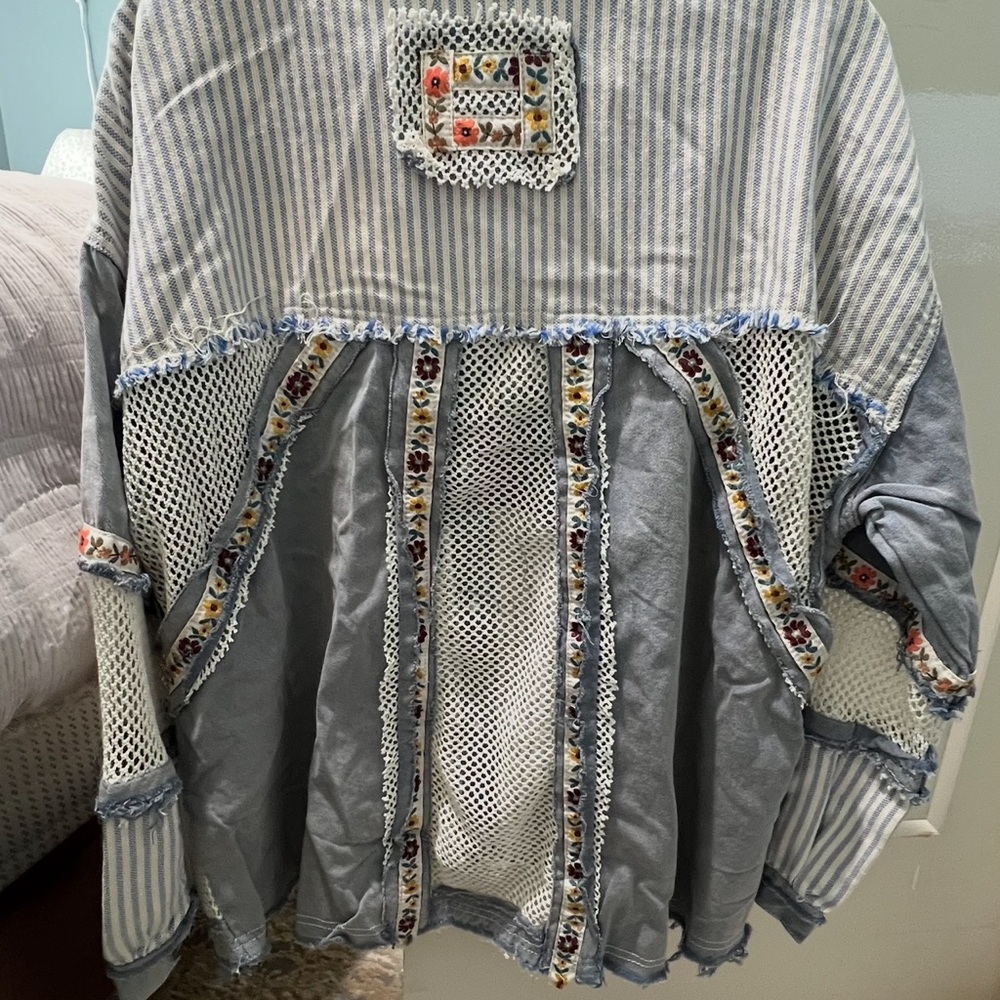 POU Gray Patchwork Jacket NWT - image 3